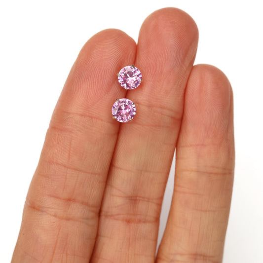 6mm Round Lab-Grown Pink Sapphire Sterling Silver Stud Earrings - September Birthstone