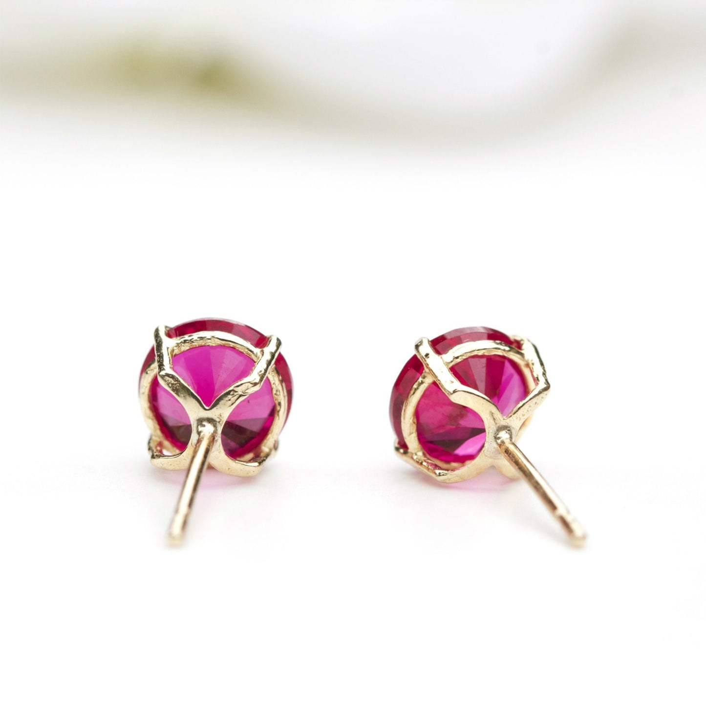 6mm Lab-Grown Ruby 9ct Yellow Gold Round Stud Earrings - July Birthstone