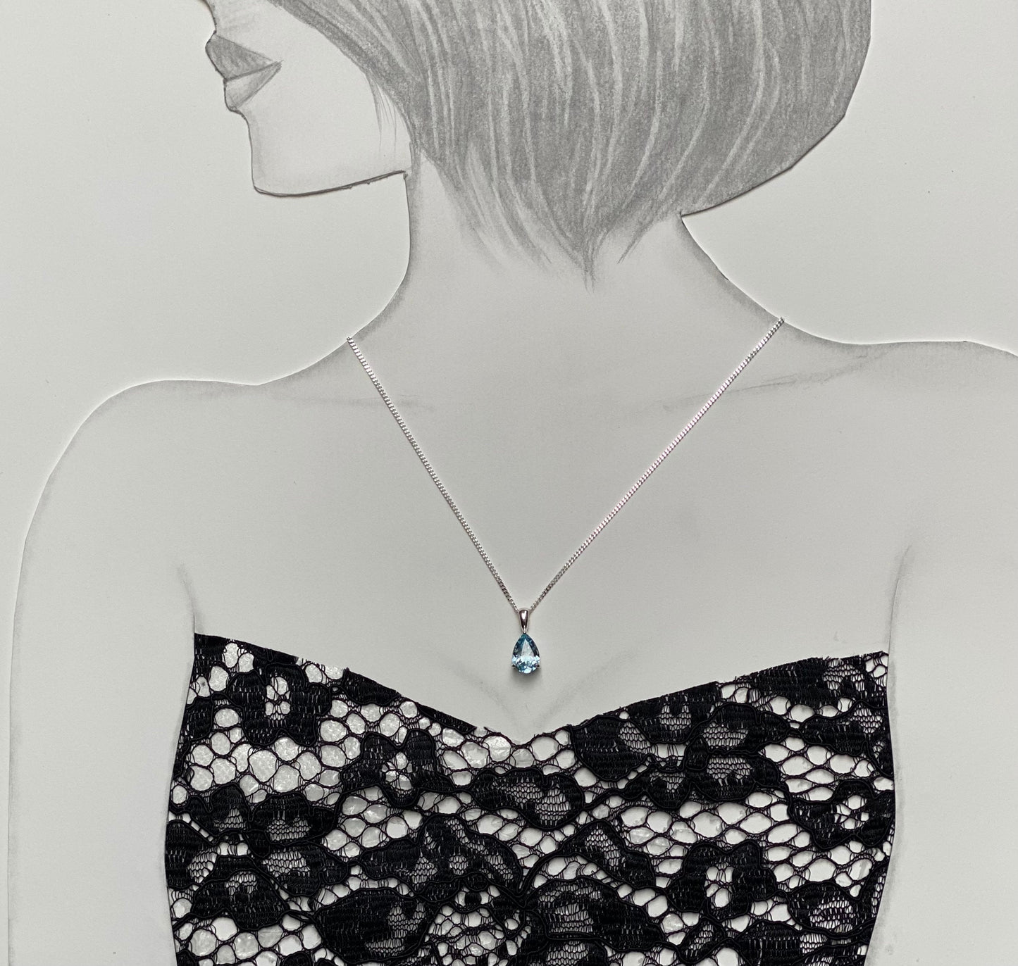 Sky Blue Topaz Necklace  - 10x7mm Teardrop Sky Blue Topaz Pendant Silver - Blue Topaz 4th Anniversary - Sky Blue Topaz Jewellery Jewelry