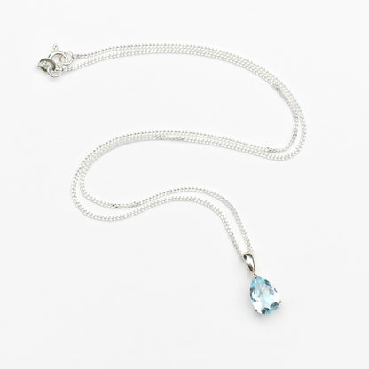 Sky Blue Topaz Necklace  - 10x7mm Teardrop Sky Blue Topaz Pendant Silver - Blue Topaz 4th Anniversary - Sky Blue Topaz Jewellery Jewelry