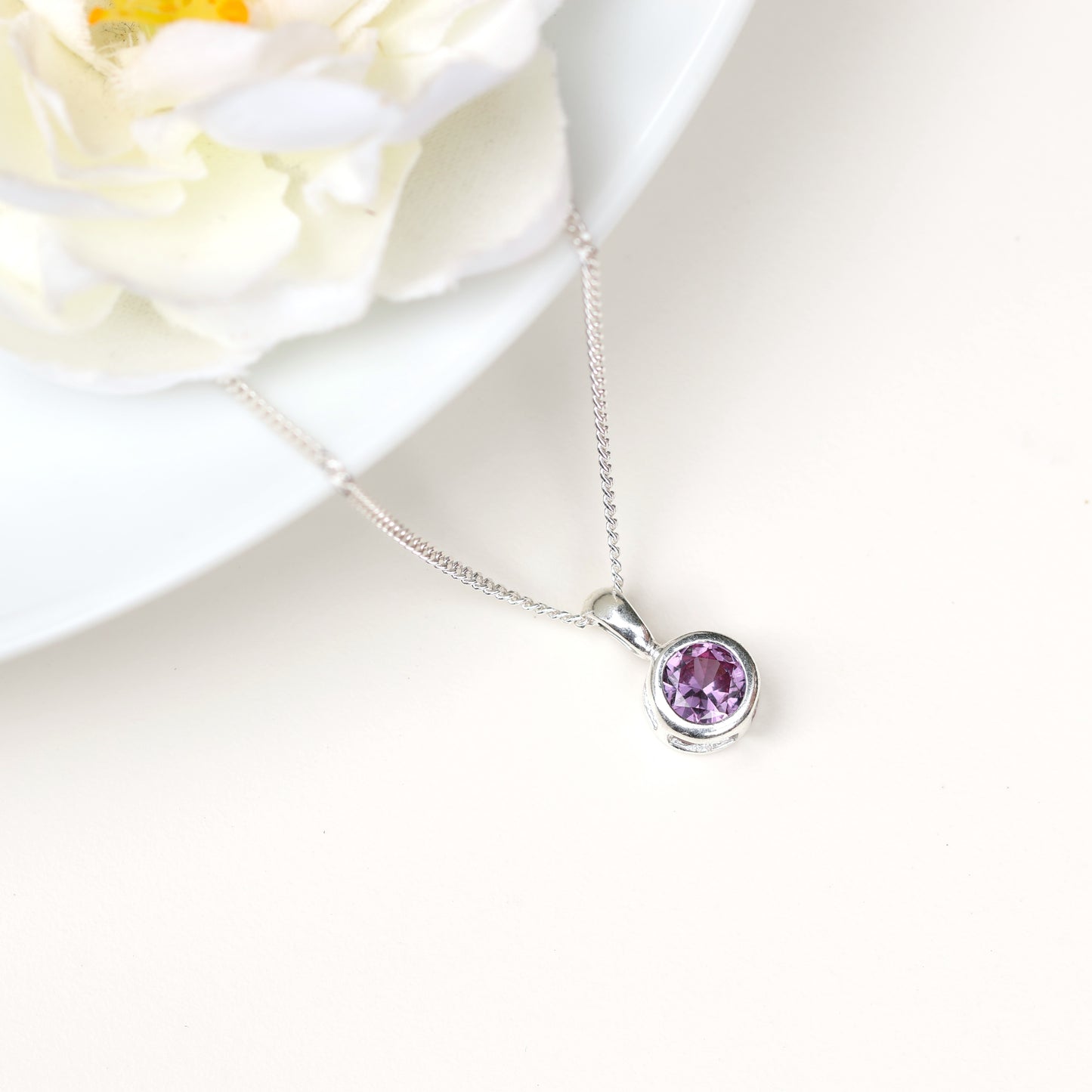 6mm Lab-Grown Alexandrite Sterling Silver Round Pendant Necklace - June Birthstone