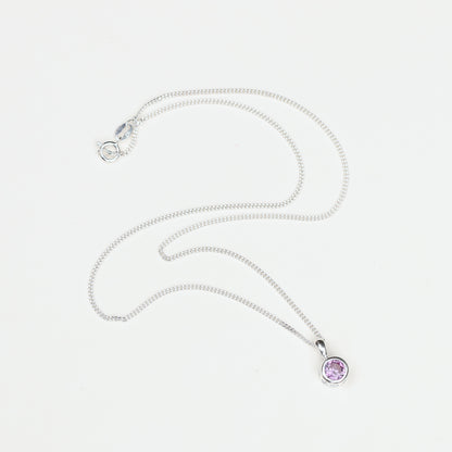 6mm Lab-Grown Alexandrite Sterling Silver Round Pendant Necklace - June Birthstone