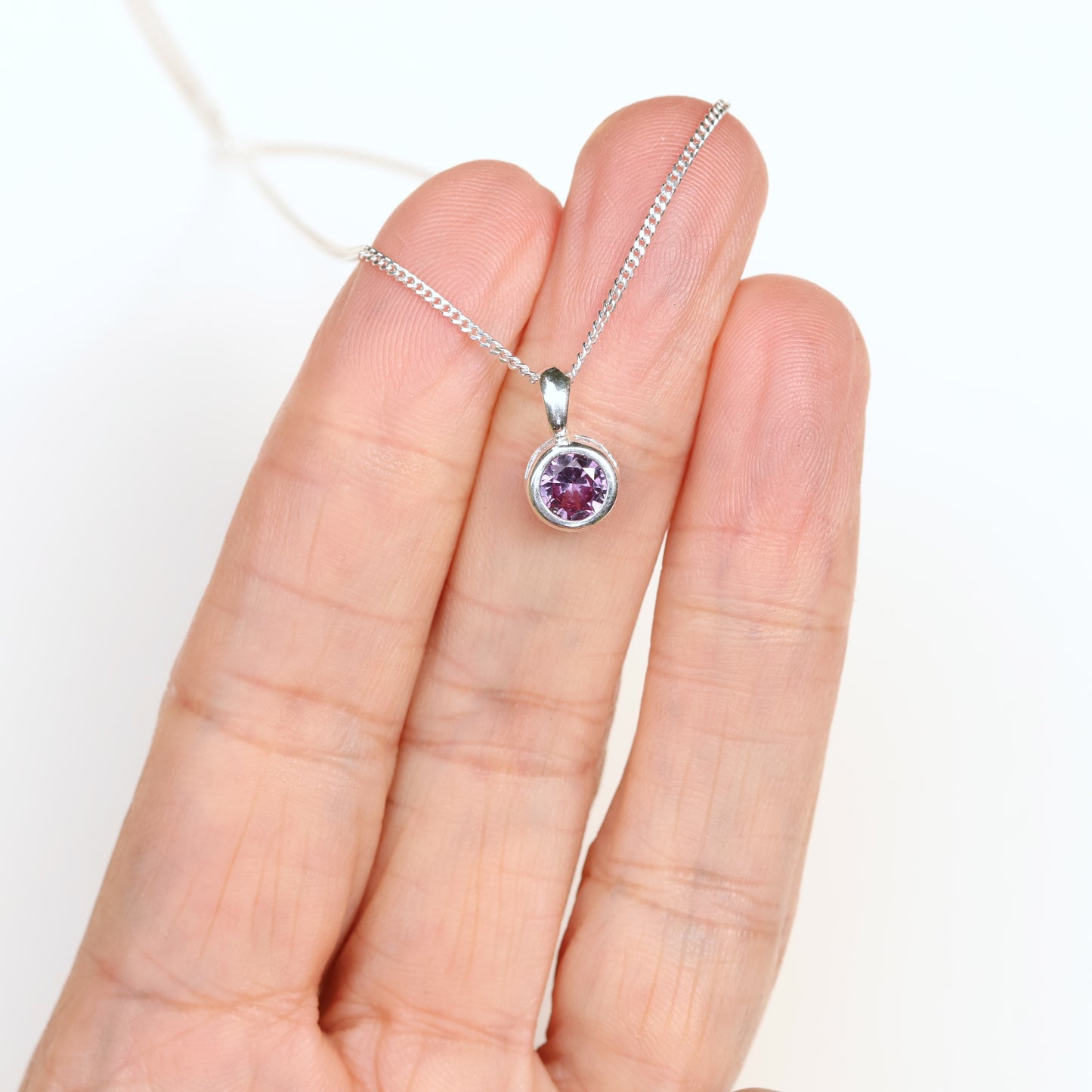 6mm Lab-Grown Alexandrite Sterling Silver Round Pendant Necklace - June Birthstone