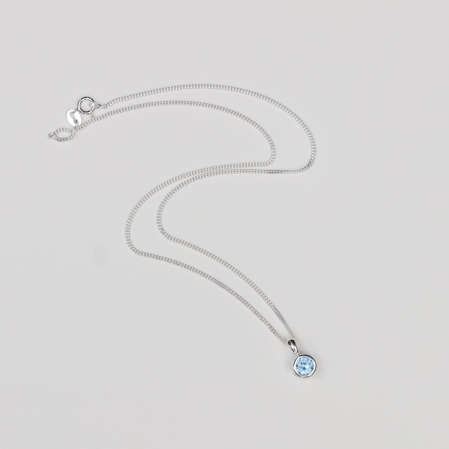 6mm Lab-Grown Aquamarine Spinel Sterling Silver Round Pendant Necklace - March Birthstone