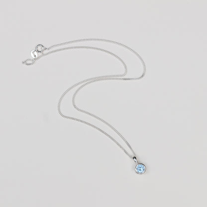 6mm Lab-Grown Aquamarine Spinel Sterling Silver Round Pendant Necklace - March Birthstone