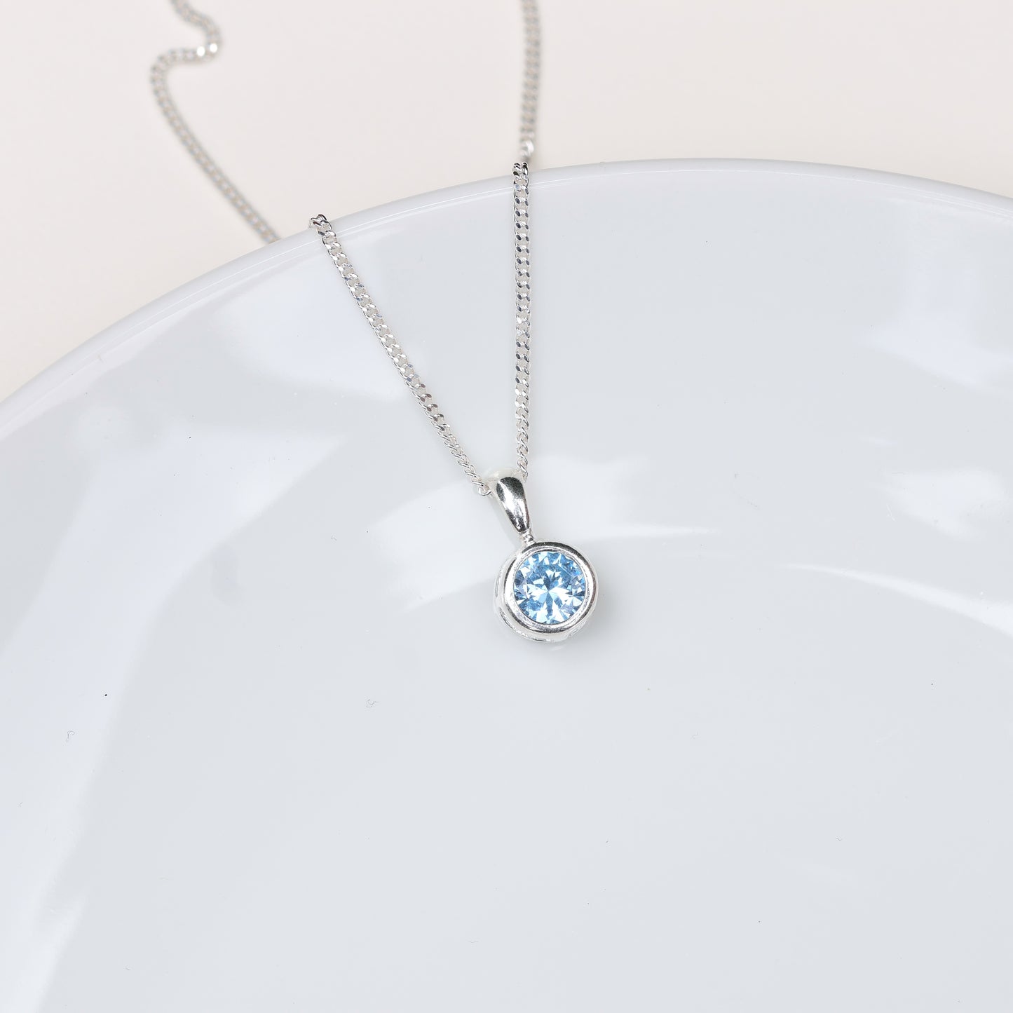 6mm Lab-Grown Aquamarine Spinel Sterling Silver Round Pendant Necklace - March Birthstone