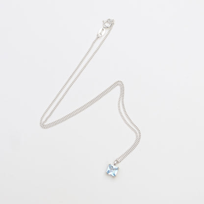 6mm Lab-Grown Aquamarine Spinel Square Sterling Silver Pendant Necklace - March Birthstone
