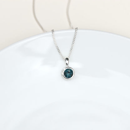 6mm Natural London Blue Topaz Sterling Silver Round Pendant Necklace - December Birthstone