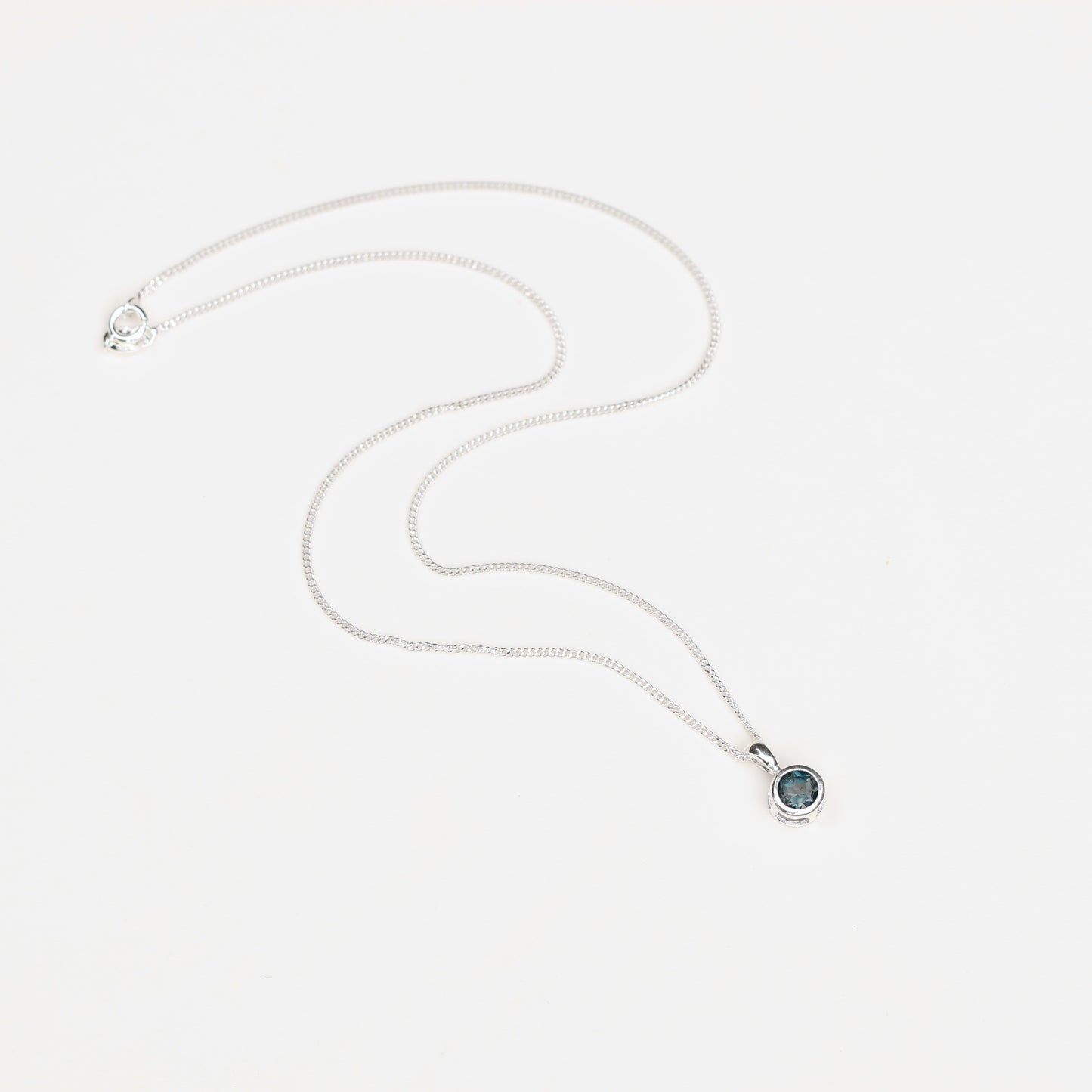 6mm Natural London Blue Topaz Sterling Silver Round Pendant Necklace - December Birthstone