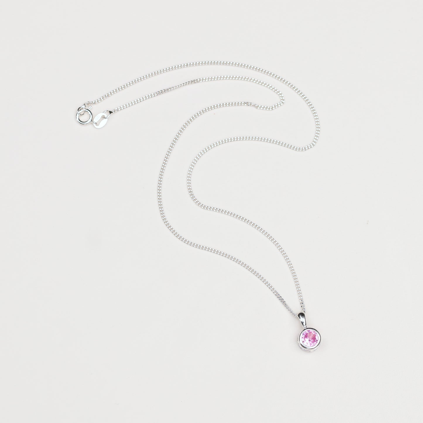 6mm Lab-Grown Pink Sapphire Sterling Silver Round Pendant Necklace