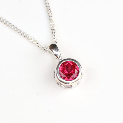 6mm Lab-Grown Ruby Sterling Silver Round Pendant Necklace - July Birthstone