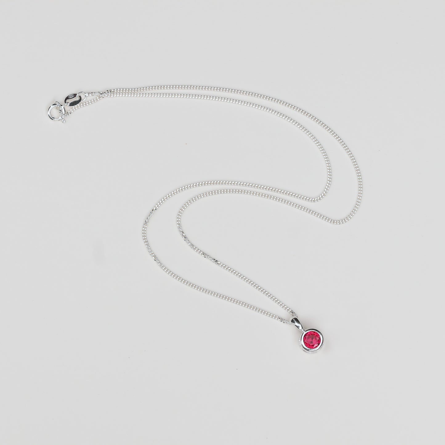 6mm Lab-Grown Ruby Sterling Silver Round Pendant Necklace - July Birthstone