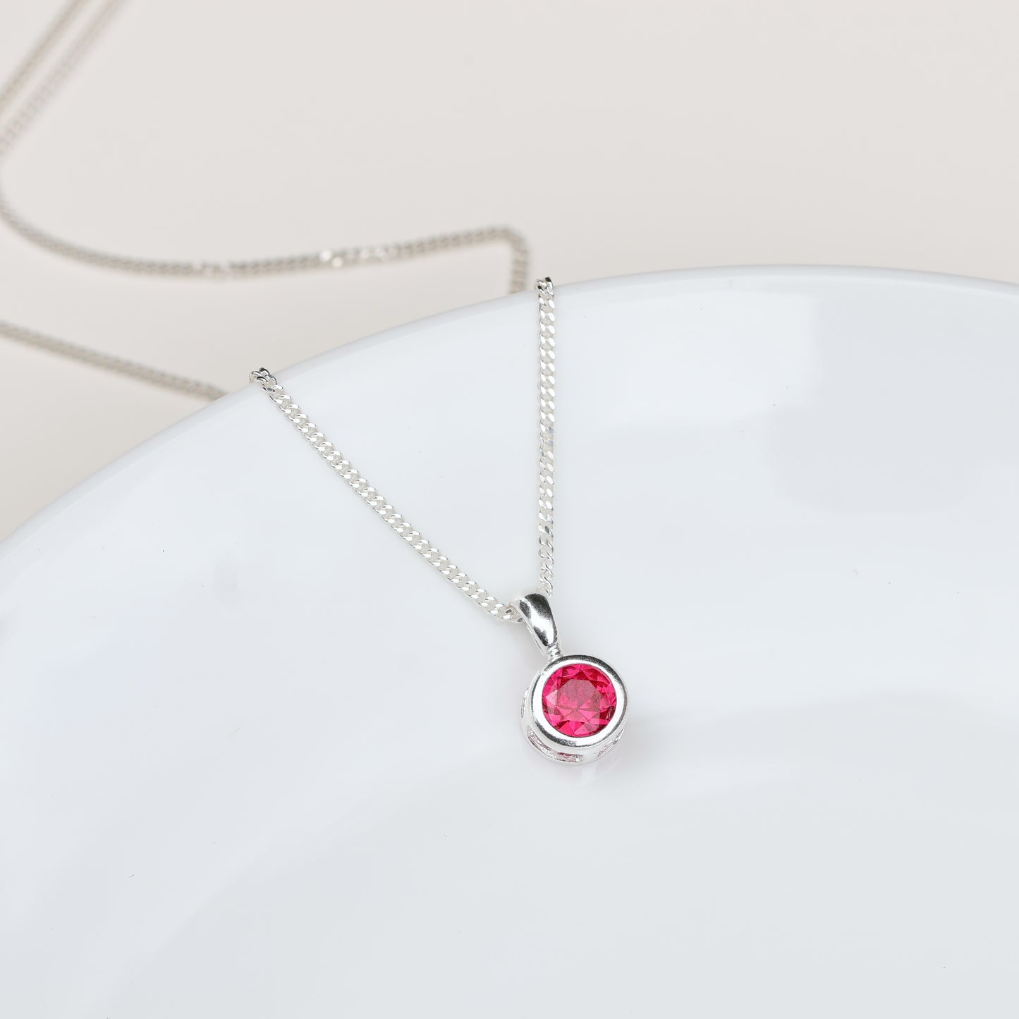 6mm Lab-Grown Ruby Sterling Silver Round Pendant Necklace - July Birthstone