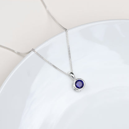 6mm Lab-Grown Sapphire Sterling Silver Round Pendant Necklace - September Birthstone