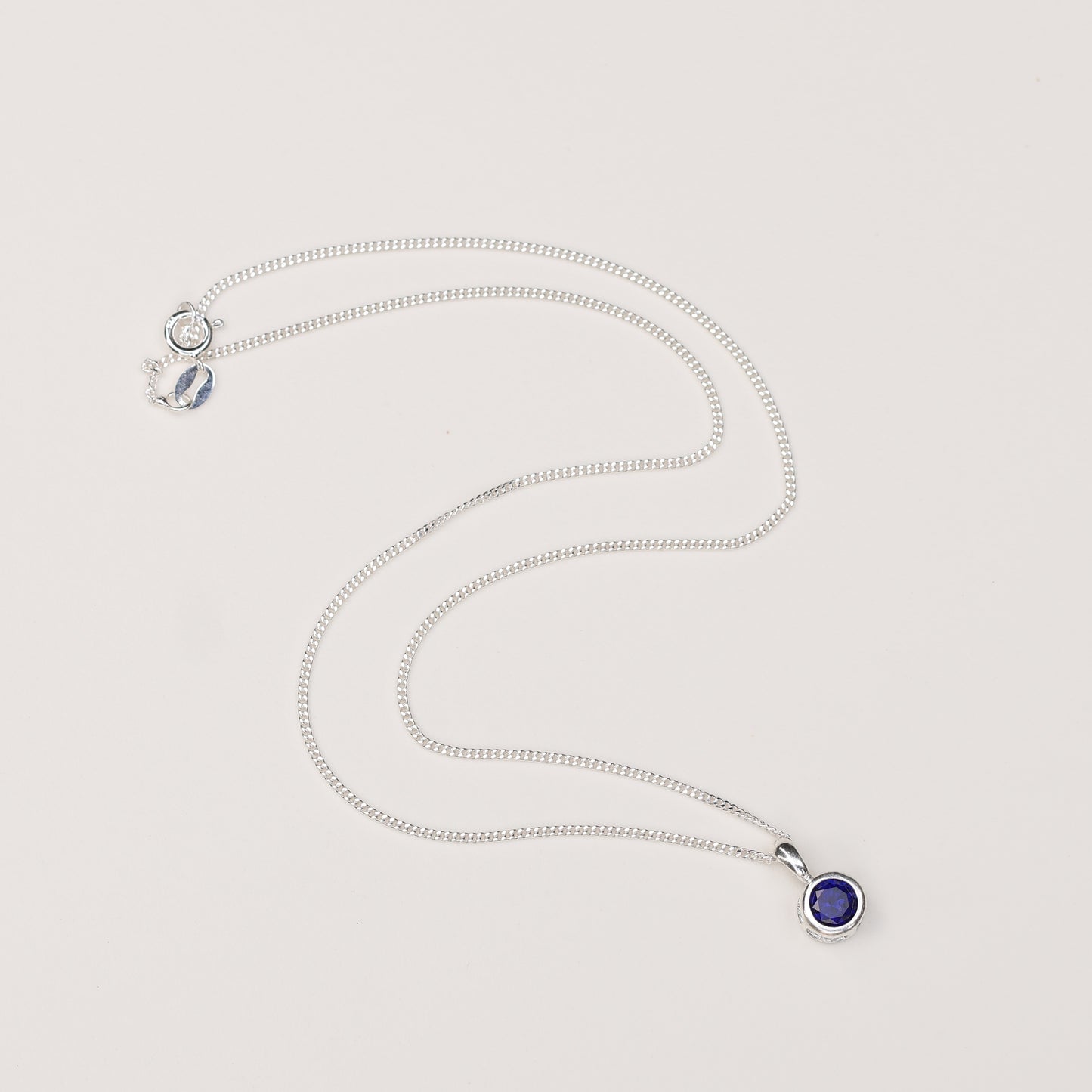 6mm Lab-Grown Sapphire Sterling Silver Round Pendant Necklace - September Birthstone