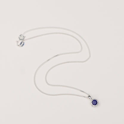 6mm Lab-Grown Sapphire Sterling Silver Round Pendant Necklace - September Birthstone