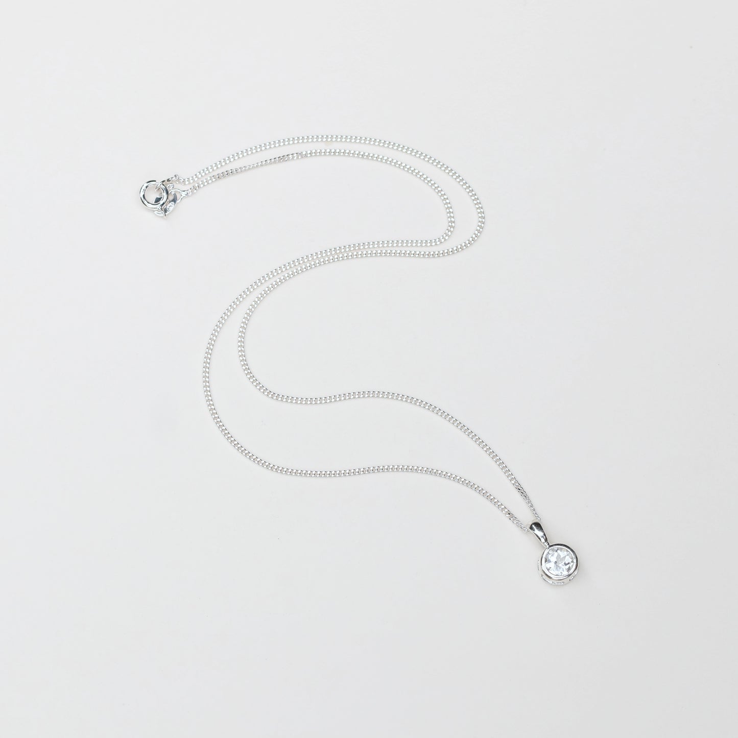 6mm Natural White Topaz Sterling Silver Round Pendant Necklace - April Birthstone