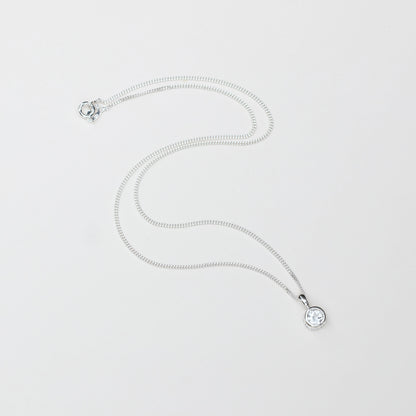 6mm Natural White Topaz Sterling Silver Round Pendant Necklace - April Birthstone