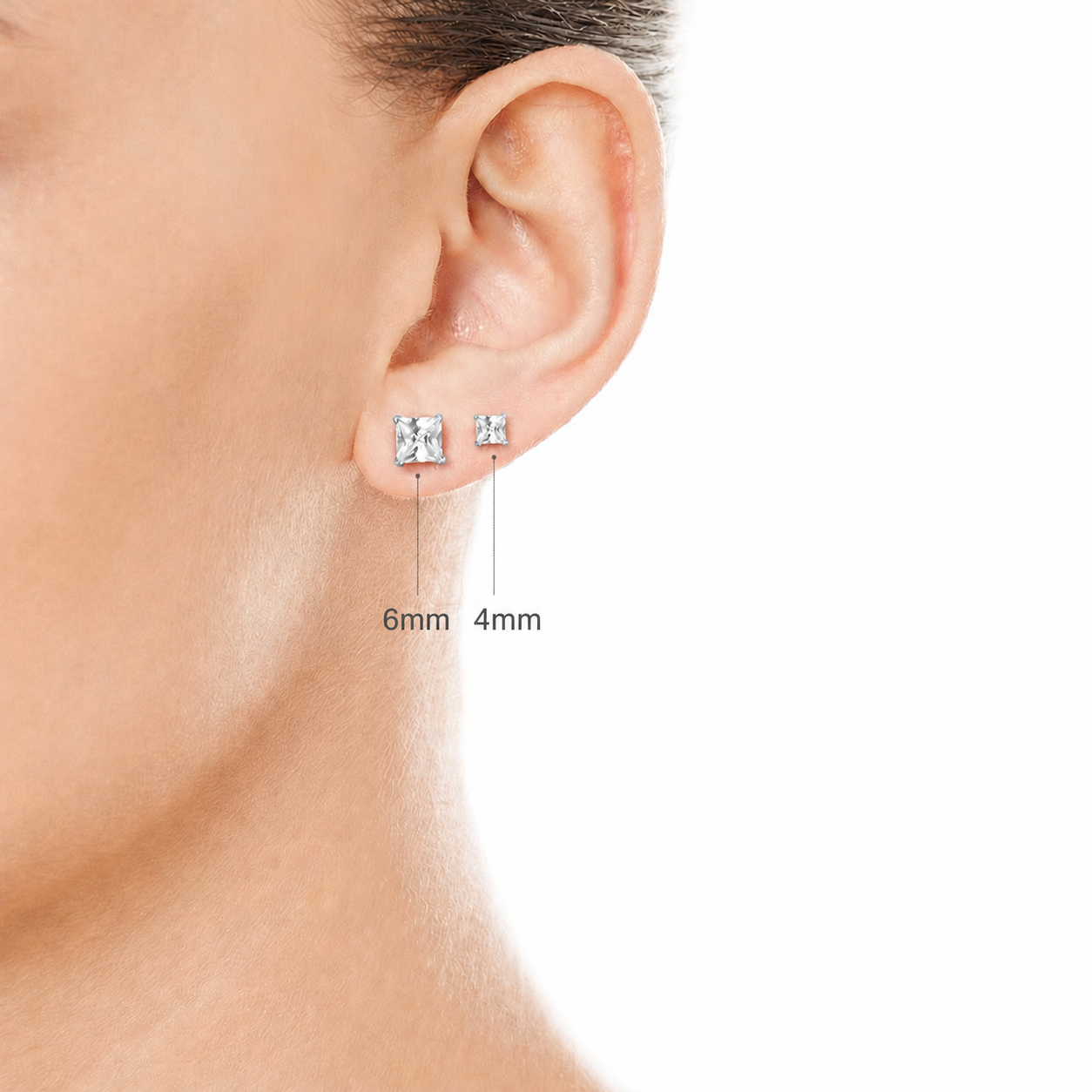 Natural White Topaz Sterling Silver Square Stud Earrings - April Birthstone