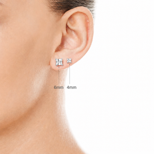 Natural White Topaz Sterling Silver Square Stud Earrings - April Birthstone