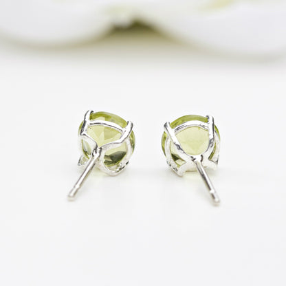6mm Natural Peridot 925 Sterling Silver Round Stud Earrings - August Birthstone