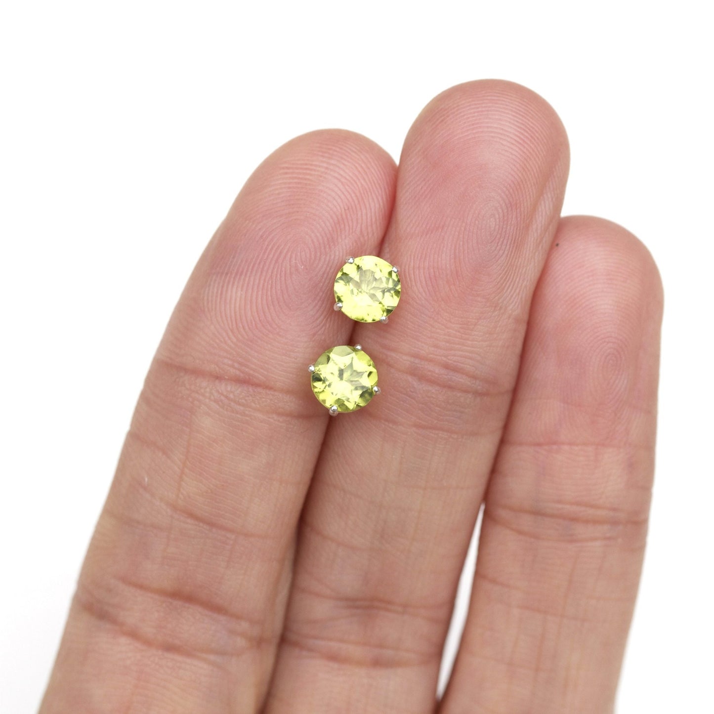 6mm Natural Peridot 925 Sterling Silver Round Stud Earrings - August Birthstone