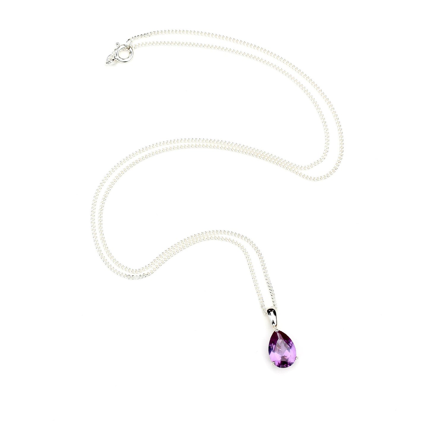 10x7mm Lab-Grown Alexandrite Teardrop Sterling Silver Pendant Necklace - June Birthstone