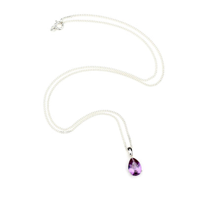 10x7mm Lab-Grown Alexandrite Teardrop Sterling Silver Pendant Necklace - June Birthstone