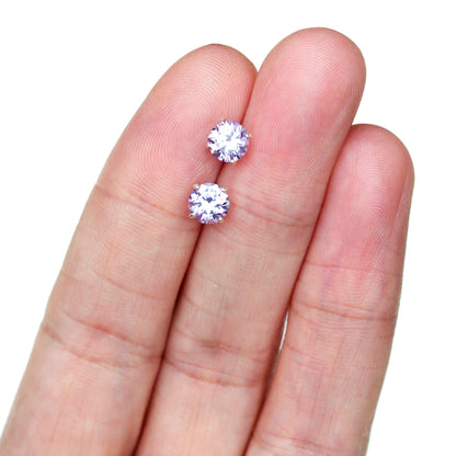6mm Round Lab-Grown Alexandrite Sterling Silver Stud Earrings Silver - June Birthstone