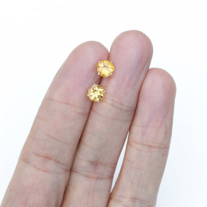 6mm Natural Citrine Sterling Silver Round Stud Earrings - November Birthstone